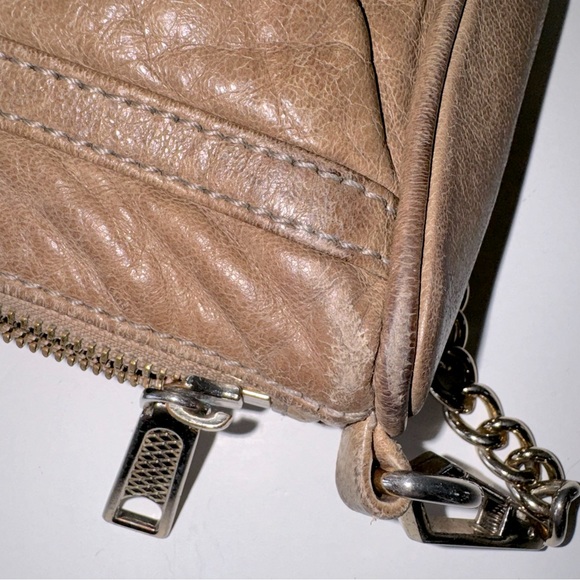 Rebecca Minkoff Mini MAC Convertible Crossbody Bag Taupe Gold Leather - Picture 13 of 15